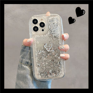 Iphone14 pro Max Cover Fashion Korean Style Girls Flowing Sand Heart Shockproof Shockproof Glitter Feminine Fairy New Lipa Model V6 pro Case