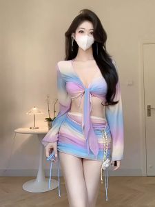 ชุดว่ายน้ำผู้หญิง เซ็ท เซต 4ชิ้น บิกินี่+เสื้อคลุม+ผ้าคลุม 53253