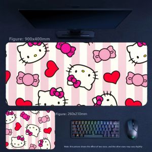 Sanrio | Cute Large Size 90x45cm Non-slip Wrist Table Mat High-value Desktop Hello Kitty Series Leather Mouse Pad Office Supplies Gift