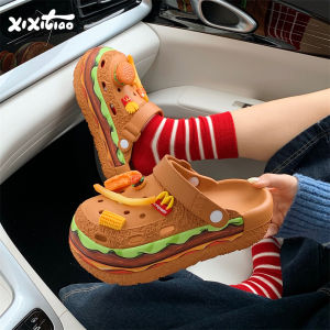 XIXITIAO | Dép Hè Thiết Kế Chips và Hamburger DIY Vui Nhộn