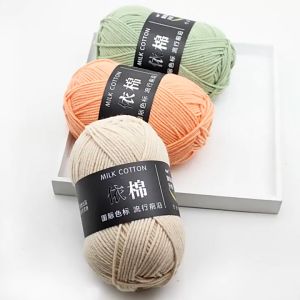 10อัน ไหมพรมคอตตอนนม น้ำหนัก50กรัม ไหมพรม ด้ายผ้าฝ้ายนุ่ม 4ply milk cotton yarn kk99