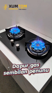 【2 Years Warranty】XUMTOM 7500W Double Gas Stove Dapur Gas Tempered Glass Cooker Double Burner Rose gold Clad Double Nine-Chamber Fierce Flame Cooker With Flame Failure Protection (LPG) 燃气灶