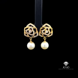 B1449 Bông tai kiểu hoa đính đá baguette Women