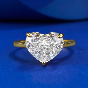 Siêu lấp lánh 10x8mm hình trái tim carbon cao Nhẫn Kim Cương phụ nữ món quà cưới S925 mạ bạc 18k trang sức vàng trắng đảm bảo không phai