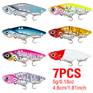 AKAKUMA | 7pcs Sinking VIB Metal Fishing Lure 3g-20g Artificial Hard Bait with 3D Eyes Treble Hooks for Snakehead Peacock Bass