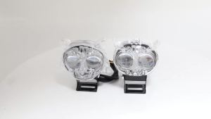 KEVANLY | 1/2pcs Motorcycle LED Spotlight White Yellow Flashing Light with Colorful Halo Motorcycle Auxiliary Driving Fog Light 12V