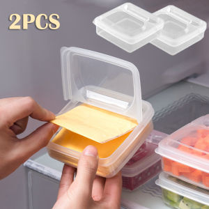 2Pcs Flip-top Portable Butter Block Cheese Slice Food Storage Box With Lid/Kitchen Refrigerator Transparent Fruit Vegetable Fresh-keeping Container/Household Organizer Accessories