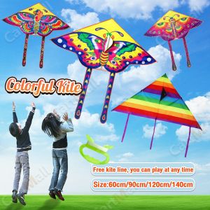 Colorful Butterfly & Triangular Rainbow Kites: Children Outdoor Toy with Free Kite String