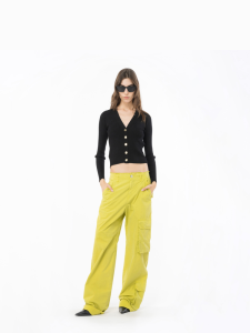 PINKO Womens Knitted Button Decorated Open Cardigan Slim Fit Long Sleeve V-Neck Woolen Winter Fashion Ladies Knitwear