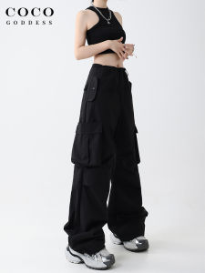 Retro American Work กางเกง สูง เอว ขาตรง กางเกงยีนส์ กระเป๋าหลายใบ ลำลอง แฟชั่นสําหรับผู้หญิง ฤดูร้อน 2024 COCOS ดีไซน์