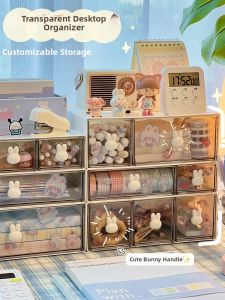 Cute Bunny Transparent Drawer Stacked Nested Storage Box