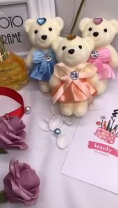 🇲🇾 🏆Hot Selling🔥 1pcs 10cm Small Couple Teddy Bear Wedding Stuffed Plush Toy Flower Bouquet Valentines Bunga Patung