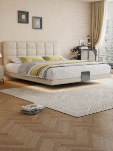 Modern Minimalist Cream Style Floating Linen Chenille Double Bed 1.8m