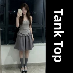 SENWA | Attractive Korean Style Grey Tank Top Shorts Womens Suit