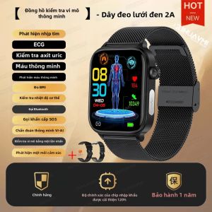 GUHUAVMI | Đồng Hồ Thông Minh Theo Dõi Sức Khỏe 2026 ECG+PPG Đo Mỡ Máu Axit Uric Chống Nước IP68 Hỗ Trợ Gọi Bluetooth Dành Cho Nam Nữ Theo Dõi Nhịp Tim Huyết Áp