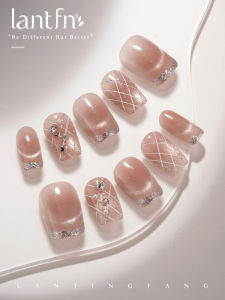 LANTINGFANG | French Cat Eye Handmade Press-on Nails Medium-Long