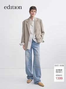 Edition Womens Straight Leg Jeans 2025 Autumn New Style Deconstructed Vintage Workwear Trousers Casual Natural Waist Cotton