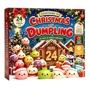 Schylling | Christmas Advent Calendar 24Day Dumpling Squishy Toys Slow Rising Fidget Squeeze Toy Stress Relief Xmas Decor Gift