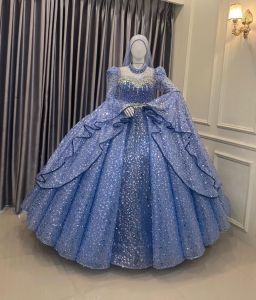 (Premium) Gaun Pengantin Squin Lengan Terompet