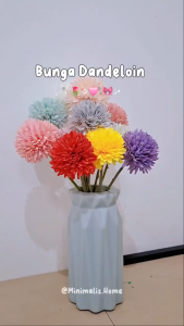 Bunga Dandelion Mawar Pom Pom Plastik Artificial PomPom Tangkai Palsu