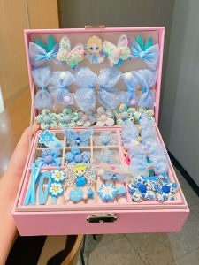 Princess Style Childrens Hair Accessories Gift Box Set Birthday Present for Little Girls Hairpins Head Ropes Jewelry Box