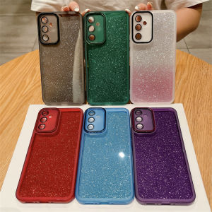 Phone Case Samsung Galaxy A14 A24 A34 A54 A13 A23 A33 A53 A73 A12 A22 A32 A52s A52 A72 4G 5G LTE Solid Color Glitter Transparent Casing Built-in Lens Protective Film Soft Back Cover 2023