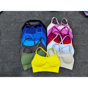 ฟิตเนสกีฬาชุดชั้นในไม่มีรอยต่อ Impact โยคะ Bra Halter Suspender ด้านล่างเสื้อผู้หญิงกิจกรรมถ้วย Breathable กีฬา