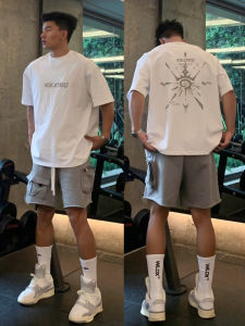 Áo Thun Nam Tay Ngắn Cotton Nguyên Chất Mùa Hè Thường Ngày in Họa Tiết Đường Phố Cổ Tròn Rộng Rãi Thoáng Khí