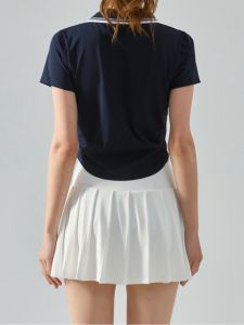 CJLINDF | Tennis Style Half-Zip Short Sleeve and Skirt Sports Set