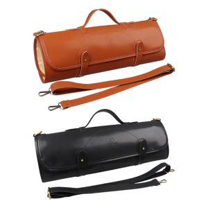 Portable Chef Knife Roll Bag Durable PU Leather Knife Storage Bag with 10 Slots for Travel & Kitchen
