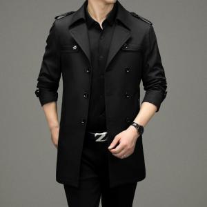 Pierre Cardin Spring Autumn High End Mens Fashion Long Sleeve Windbreaker Business Casual Dad Collar Midlife Jacket Coat