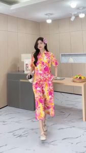 FON ชุดเซ็ตผ้าไหมอิตาลี่พิมพ์ลาย มีให้เลือก12ลาย รอบอก42-46-50นิ้ว#00604