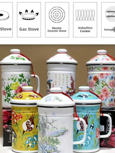 Thickened Retro Enamel Cup with Lid And Filter Net for Office Use Large Capacity Tea Cup Water Cup Tea Pot for Elderly Officials