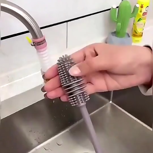 Multifunction 360 Silicone Cup Long Handle Brush Scrubber Clean Milk Bottle Thermal Flask Glass Pemberus Cawan