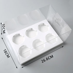 Transparent PET Coated Paper Cup Cake Packaging Box Pastry Cupcake Holder 6 Compartments Baking Cooking Kitchen Tool