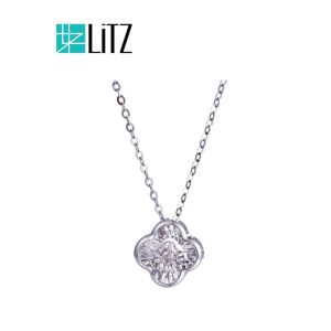 [ Free Necklace ] LITZ 18K White Gold Diamond Pendant DC66