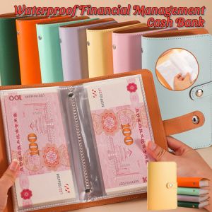 [Can Hold 100 Sheets] Large Capacity Money Saving Book Genuine Leather Cash Binder Waterproof Financial Management Reusable Wallet