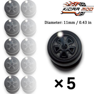 1/64 Model Wheels with Slicks Rubber Tires for Toy Model Diecast Cars Refitting Parts for MINIGT (5 Sets for 5 Cars)