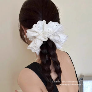 White Lace Hair Ties Elastic Bands Non-Damaging No-Trace Knot Sweet Headwear Fashionable Hair Accessories for Women