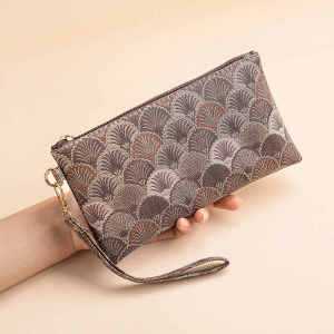 New 2025 Soft Leather Womens Wallet Thin Zipper Mobile Phone Coin Purse Mothers Money Clip Fashionable Ethnic Style Long Wallet