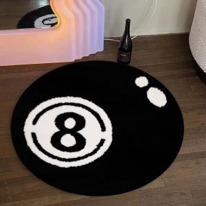 VIKAMA Black Billiards 8 Ball Carpet Anti-Slip Carpet Living Room Sofa Cushion Soft Bedroom Rug Home Decor Fluffy Foot Mat