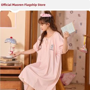 MiiOW | Cotton Womens Sleep Dress with Built-in Bra Pads Cartoon Relaxation Style