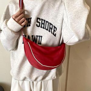 Casual Canvas Shoulder Bag Fashionable Dumpling Shape Spring 2025 New Style Leisure Travel Handbag Soft Polyester Lining Zipper Closure