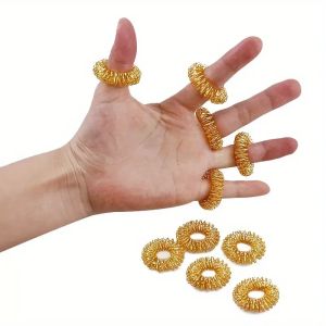 0pcs Acupressure Finger Rings: Spiky Spring Massager for Stress & Tension Relief Sensory Therapy for Daily Use