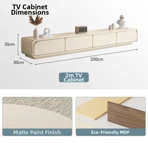 Creamy Style Piano Baked Finish Living Room Coffee Table and TV Cabinet Combo