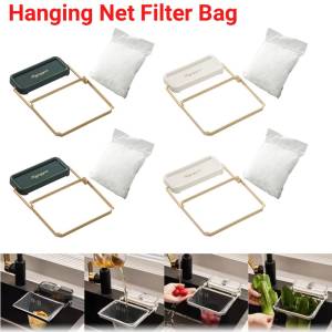 Kitchen Sink Filter Rack With 50pcs Net Filter Bag Foldable Multi-Purpose Drainage Basket Leftovers Soup Food Drainer Shelf
