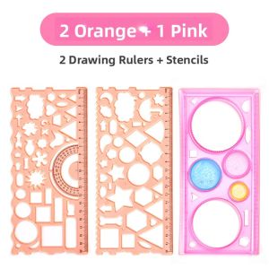 MONLEYTA | Learning Drawing Template Set Primary School Students Ruler Multifunctional Thousand Flowers Hand Copy Report Versatile Tools