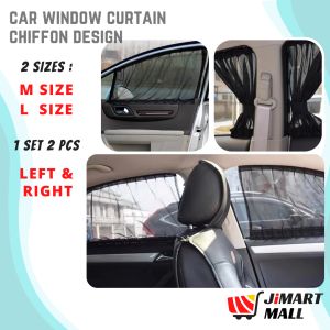 CAR WINDOW CURTAIN CHIFFON DESIGN Universal Car UV Prevention Protection Sunshade Langsir Kereta Net Protector Sun Shade 汽车防晒窗帘