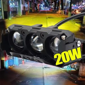 Motorcycle LED Spot Light Dual Color Hi/Low Beam Fog Lamps for Car Trucks SUV 12V 24V Mini Lens Headlight Driving Light