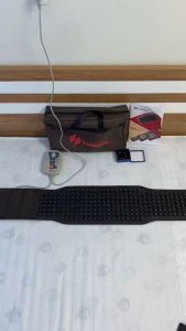 Đai đá nhiệt nóng HQ Fanocare tròn đen bóng giảm mỡ bụng đau lưng đau cột sống FN03R (Tặng 1 vòng tay đá)